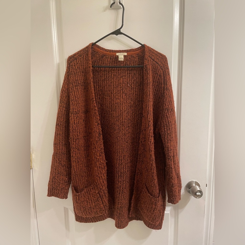 USED Forever 21 Brown Cardigan, Size: US S, CA P, MX S, EU S, UK S, KR S, JP S.
